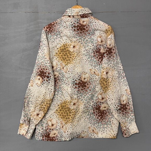 Vintage Sears Jeans Joint Floral Crazy Wide Collar Button Up Western Shirt XL - Picture 4 of 6